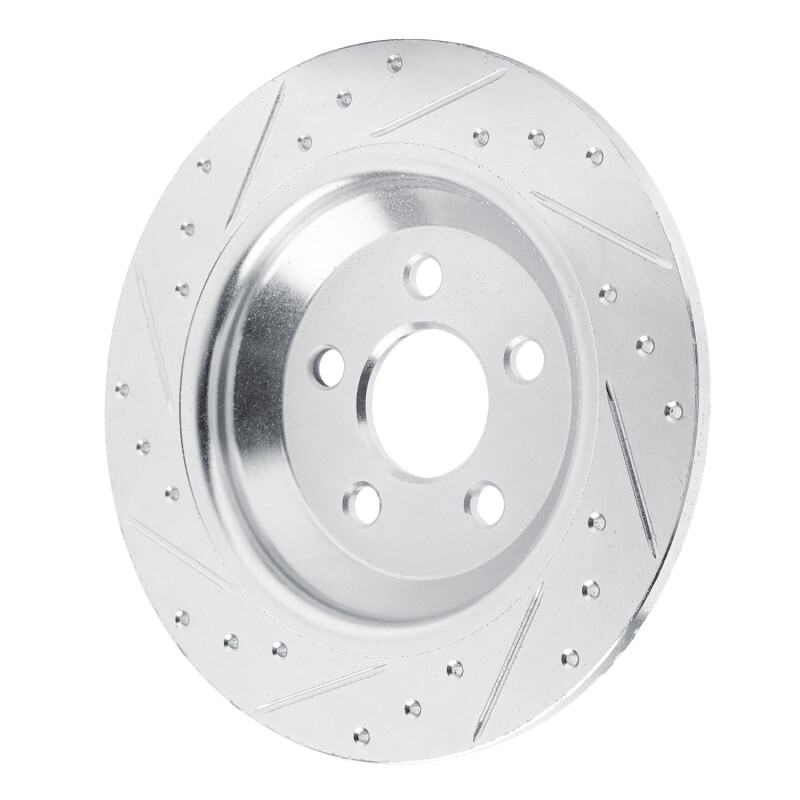 Ford Maverick Brake Rotor (1) - Rear Right - R1 Concepts - Drilled & Slotted - Silver - `22-`25
